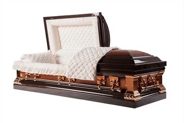 Двуцветно кафяво медно квадратно ъглово ковчеже